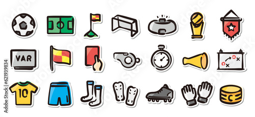 Illustrated sticker set of soccer.Quick and simple to use.