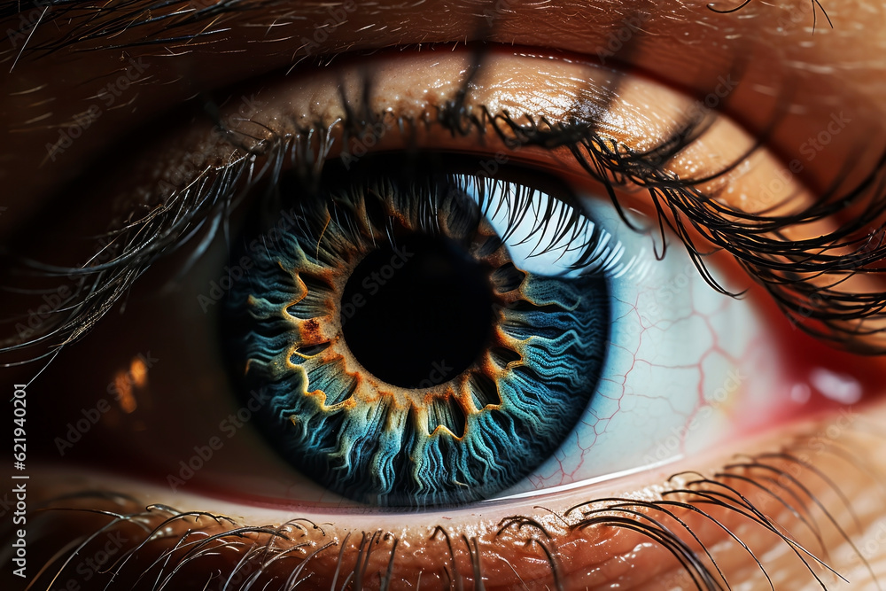 Beautiful human eye close up. Generative AI