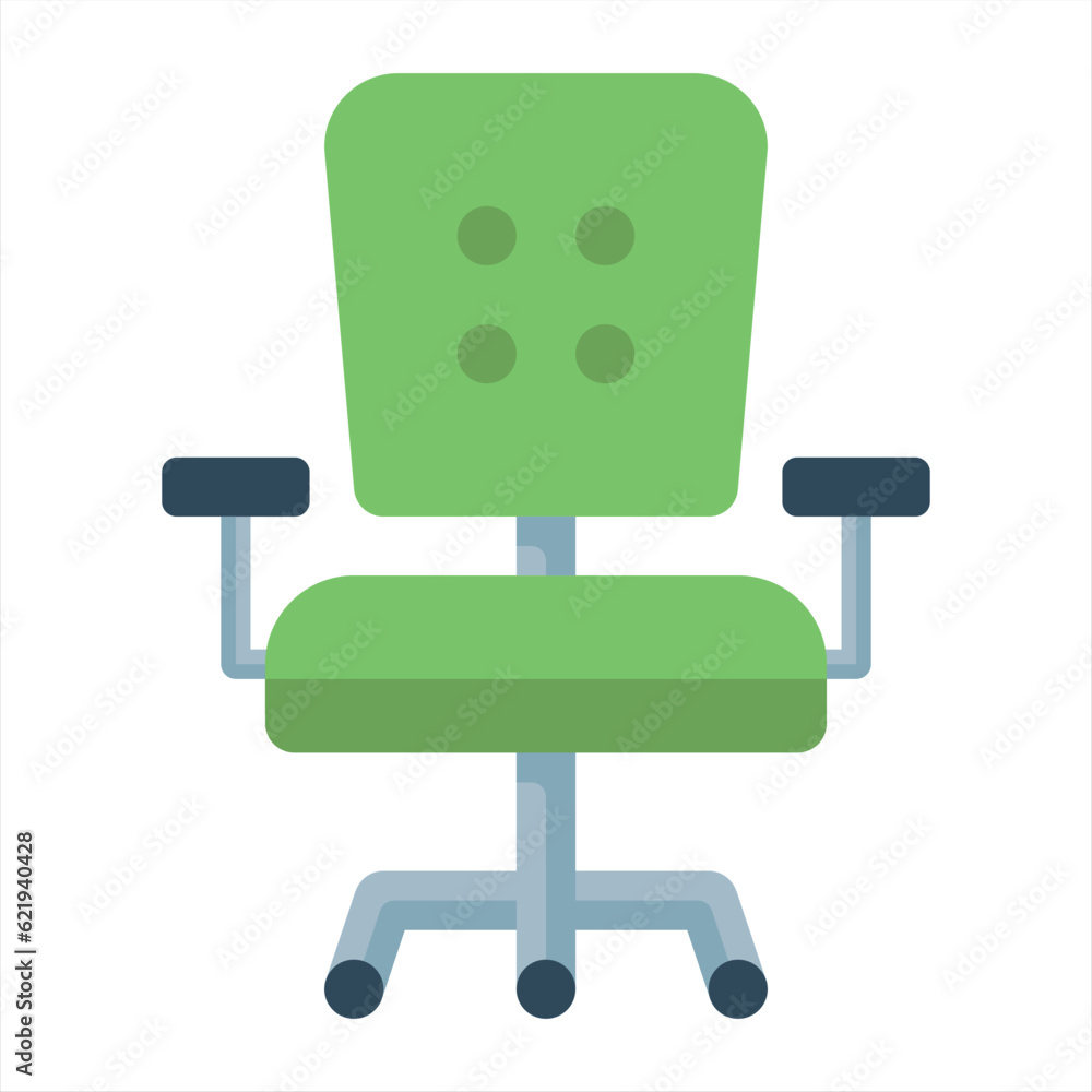 Green desk chair icon. Cartoon of Green desk chair vector icon for web design isolated on white background Green desk chair icon. Cartoon of Green desk chair vector icon for web design isolated on white background