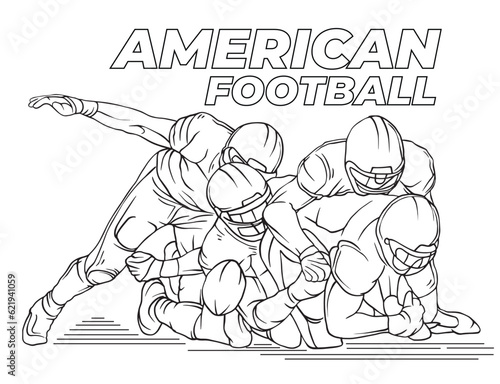 American Football Line Art Vector EPS 10