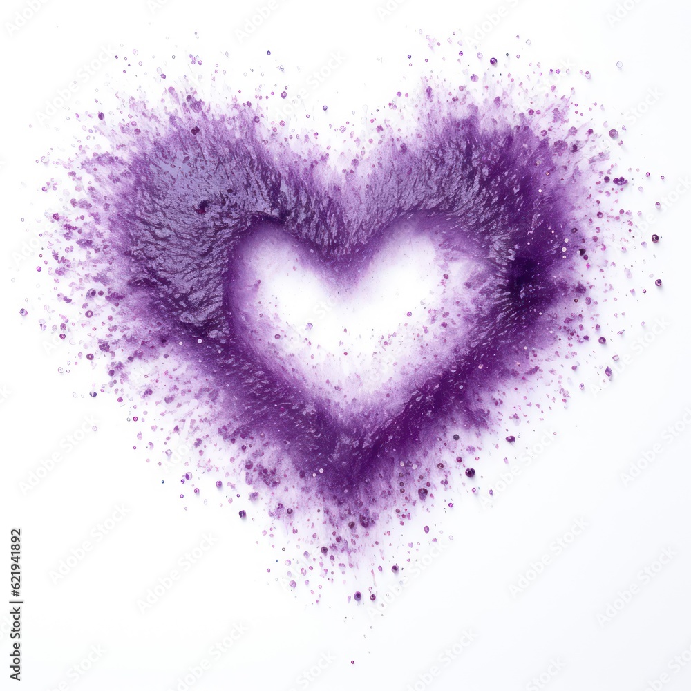 purple snow heart on a white background 