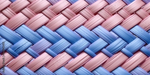 Blue and pink rattan wooden basket weaving background. AI Generated
