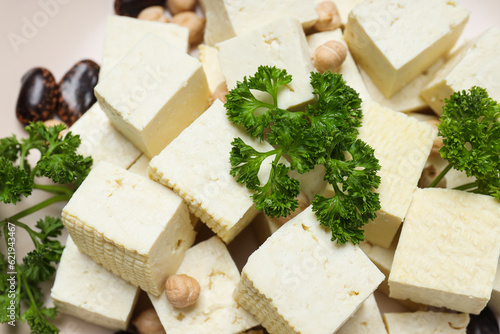 Traditional component of Asian cuisine - Tofu, bean curd