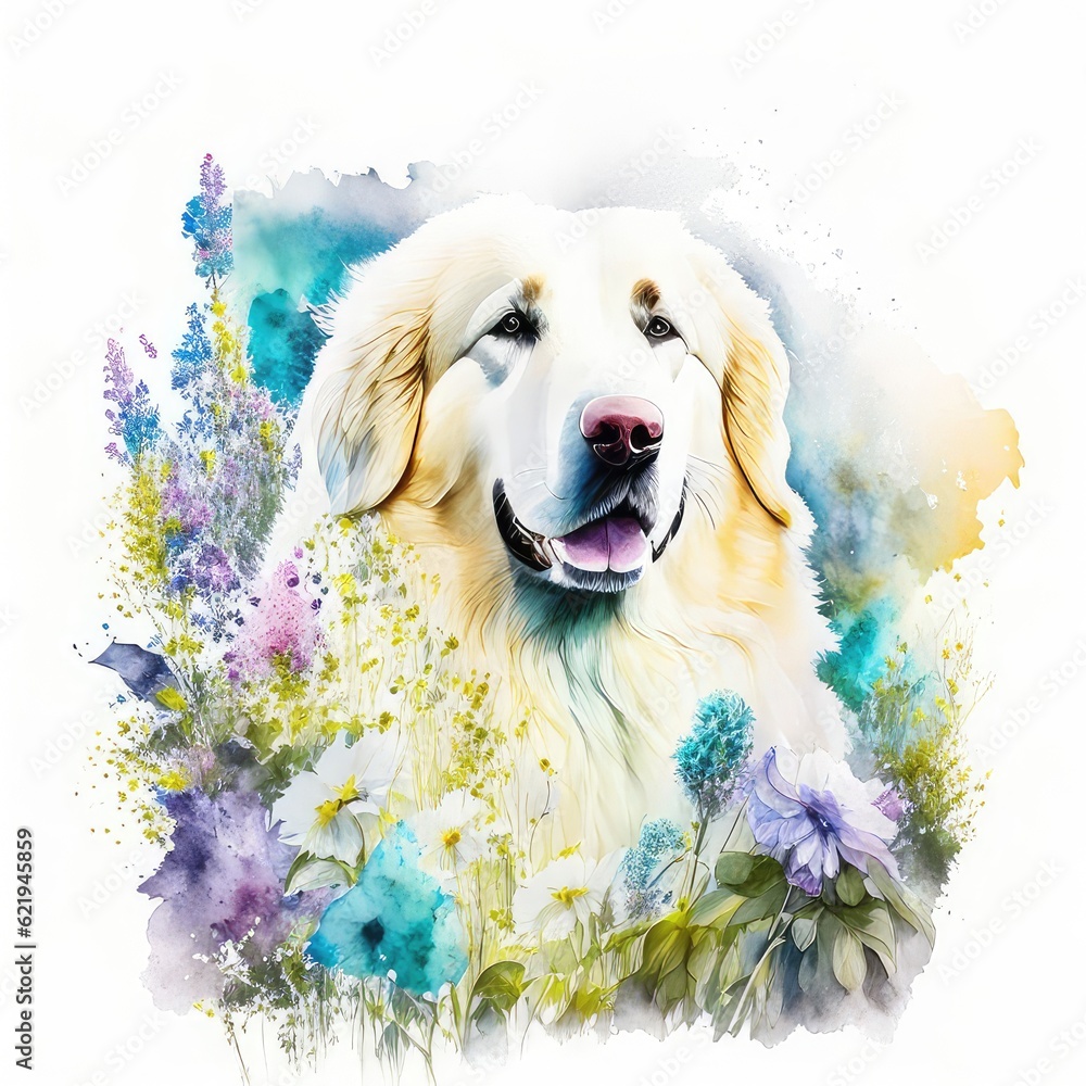 dog and flowers