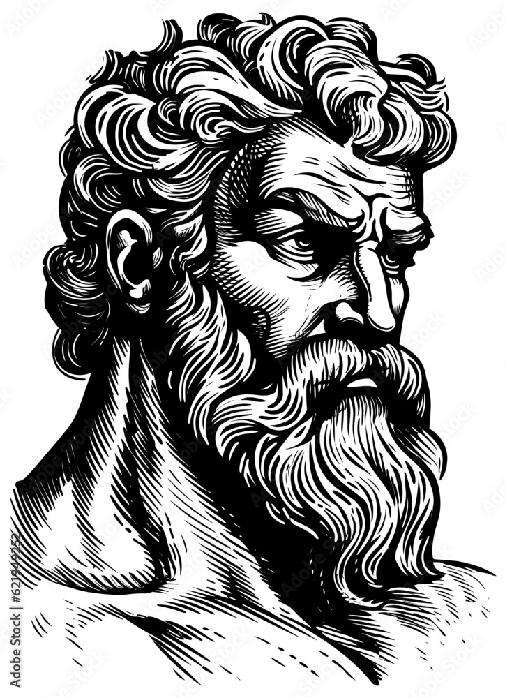 Greek Roman Portrait Linocut