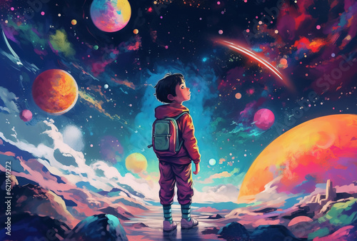 Boy space explorer. sketch art for artist creativity and inspiration. generative AI	
