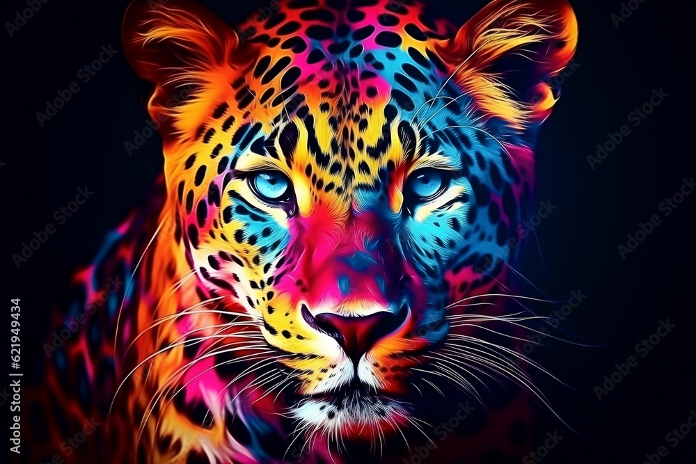 An abstract wallpaper featuring a leopard animal against a contrasting background, Generative Ai