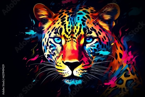 An abstract wallpaper featuring a leopard animal against a contrasting background, Generative Ai