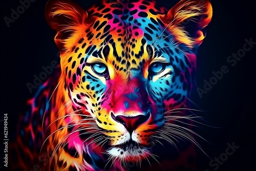 An abstract wallpaper featuring a leopard animal against a contrasting background  Generative Ai