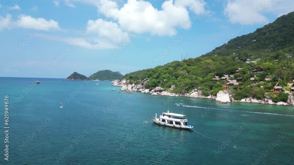 Aerial view of many boats along Sairee beach on Ko Tao island, Thailand. Aerial view of many boats along Sairee beach on Ko Tao island, Thailand.