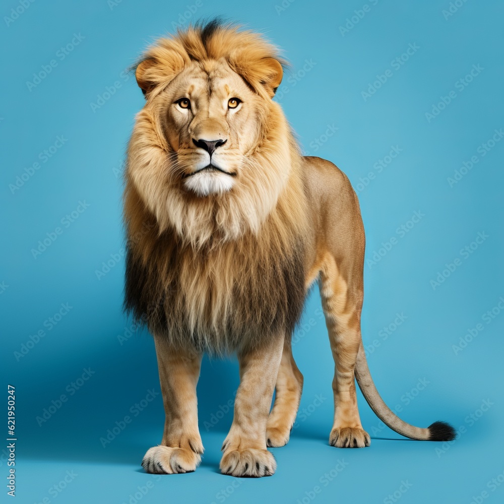 A Lion isolated on blue