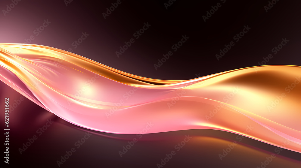 Naklejka premium Abstract Black Pink Gold curve shapes background. luxury wave. Smooth and clean subtle texture creative design. Suit for poster, brochure, presentation, website, flyer. vector abstract design element