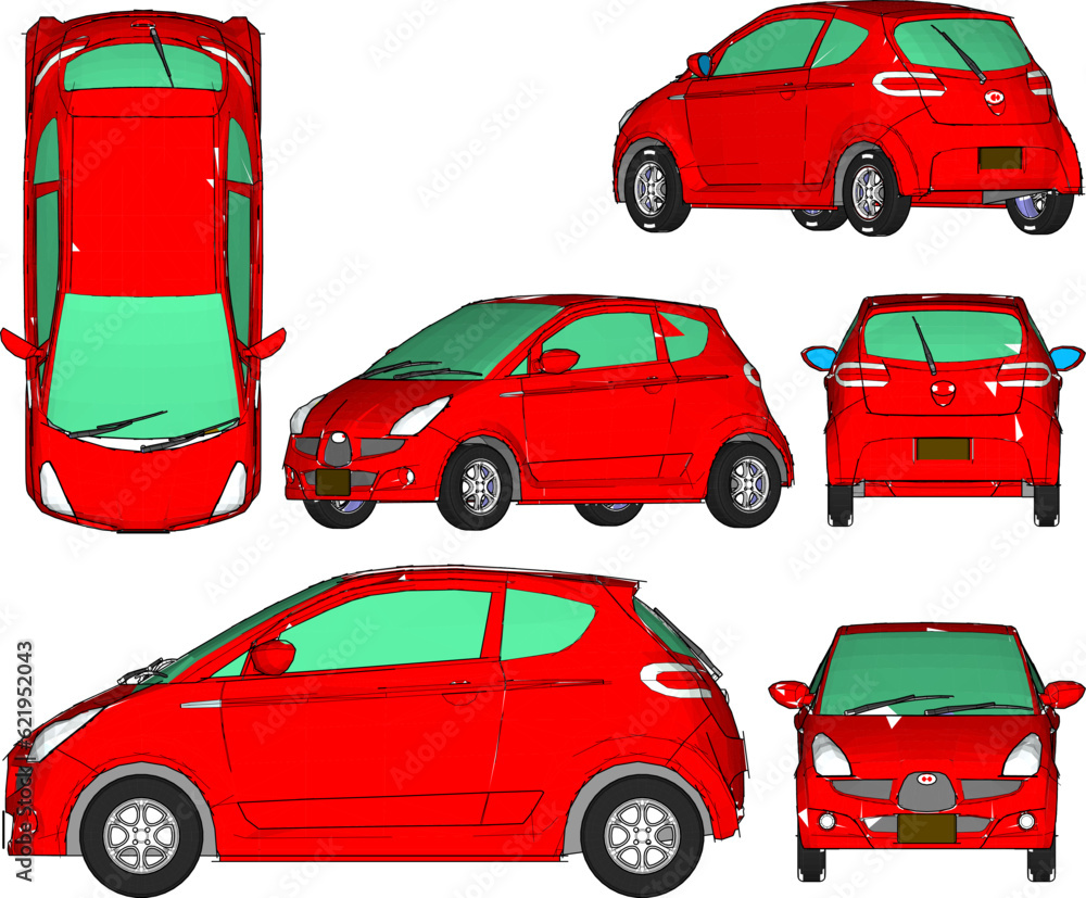 Vector illustration sketch of family citycar cartoon