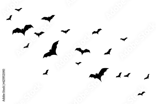 Slika na platnu Group of flying black bats for Halloween decoration