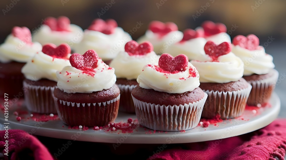 Red velvet mini cupcakes, dessert idea for Valentines day