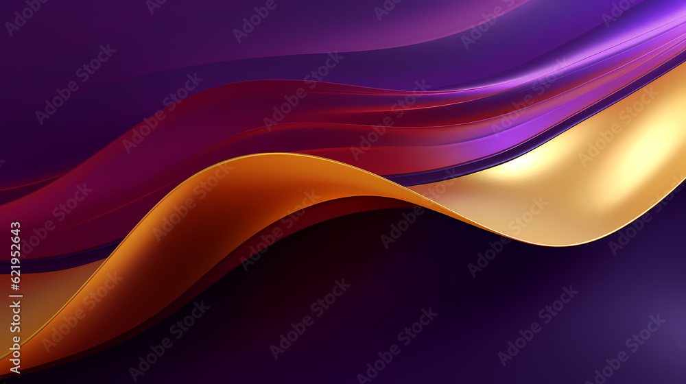 Fototapeta premium Abstract dark purple gold curve shapes background. luxury wave. Smooth and clean subtle texture creative design. Suit for poster, brochure, presentation, website, flyer. vector abstract design element