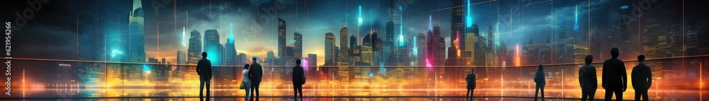 futuristic cityscape. Skyscrapers of varying heights and colors represent different national economies - generative ai futuristic cityscape. Skyscrapers of varying heights and colors represent different national economies - generative ai