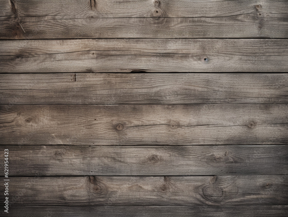Naklejka premium old dark grey brown wood with horizontal planks boards, rustic texture background wallpaper, AI generation