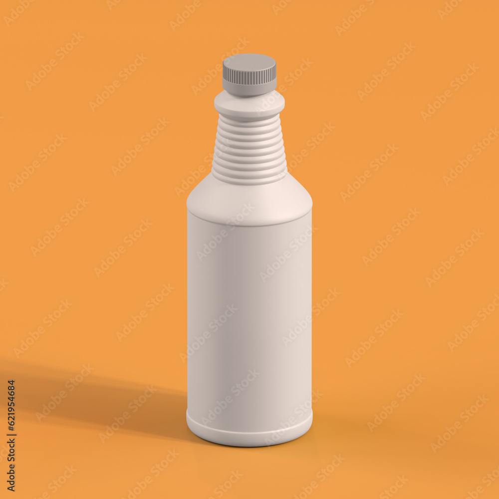 Monochrome Bottle on Orange Background, 3d Rendering Monochrome Bottle on Orange Background, 3d Rendering