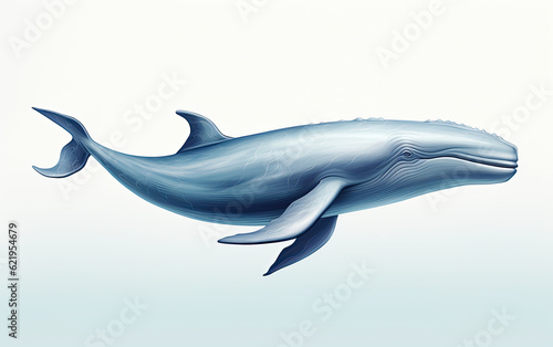 A small illustration of a blue whale on a grey background.
