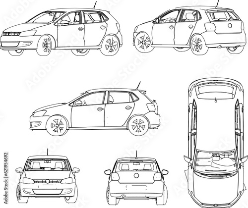 Vector illustration sketch of family racing citycar cartoon