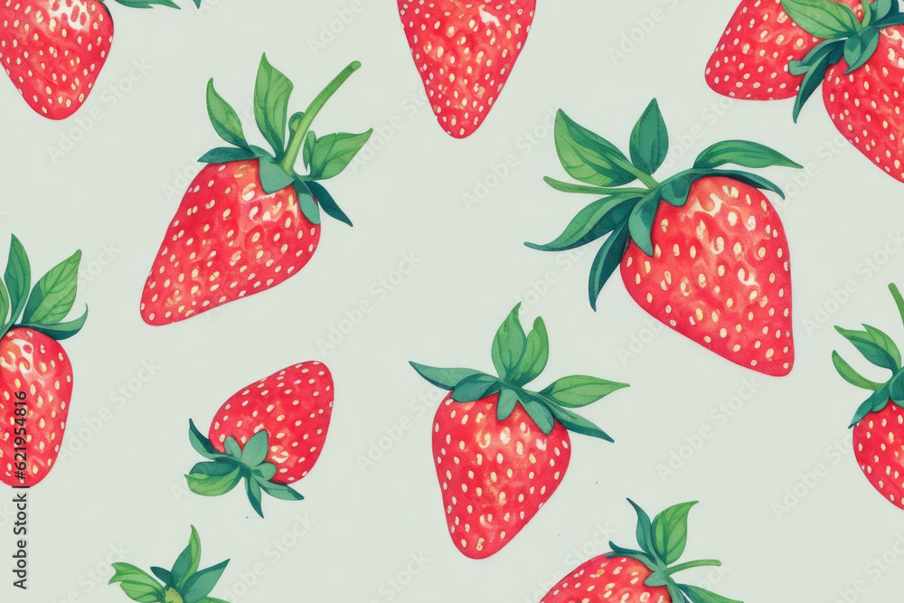 Strawberry watercolor background, generative ai Strawberry watercolor background, generative ai