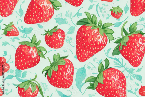 Strawberry watercolor background, generative ai