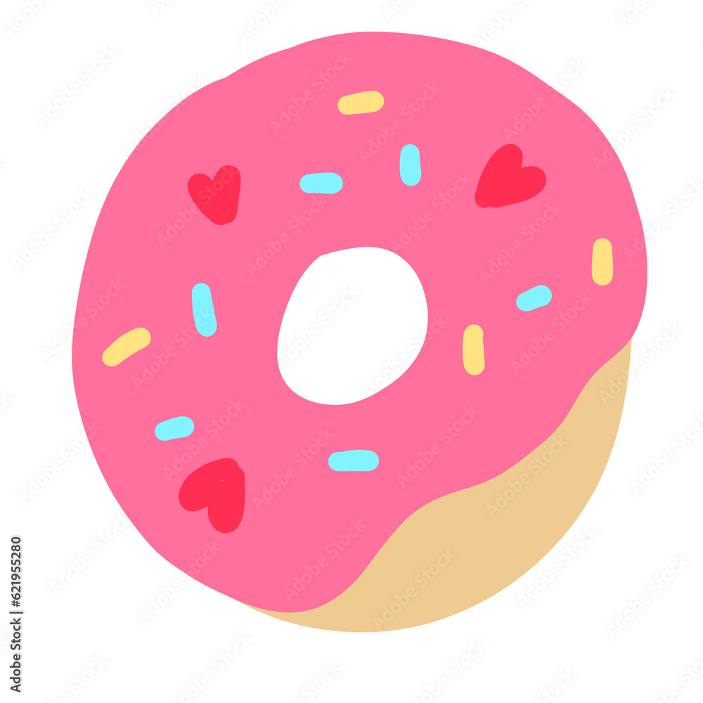 Pink donut with sprinkles Pink donut with sprinkles
