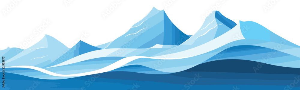 snowy mountain peak vector simple 3d smooth cut and isolated illustration