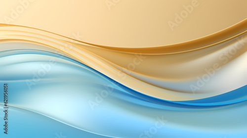 Abstract Light blue gold curve shapes background. luxury wave. Smooth and clean subtle texture creative design. Suit for poster, brochure, presentation, website, flyer. vector abstract design element © panida