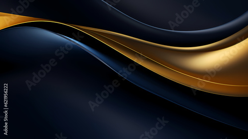 Abstract dark blue gold curve shapes background. luxury wave. Smooth and clean subtle texture creative design. Suit for poster, brochure, presentation, website, flyer. vector abstract design element