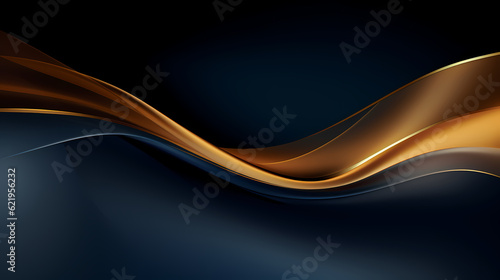 Abstract dark blue gold curve shapes background. luxury wave. Smooth and clean subtle texture creative design. Suit for poster, brochure, presentation, website, flyer. vector abstract design element