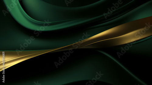 Abstract Green gold curve shapes background. luxury wave. Smooth and clean subtle texture creative design. Suit for poster, brochure, presentation, website, flyer. vector abstract design element
