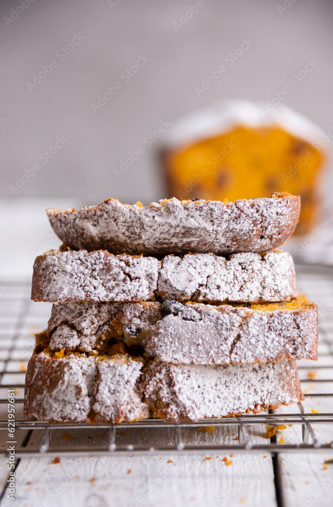 Sweet pumpkin bread with nuts and cranberries, traditional autumn dessert Sweet pumpkin bread with nuts and cranberries, traditional autumn dessert