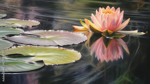 Water lily in a pond Generative AI