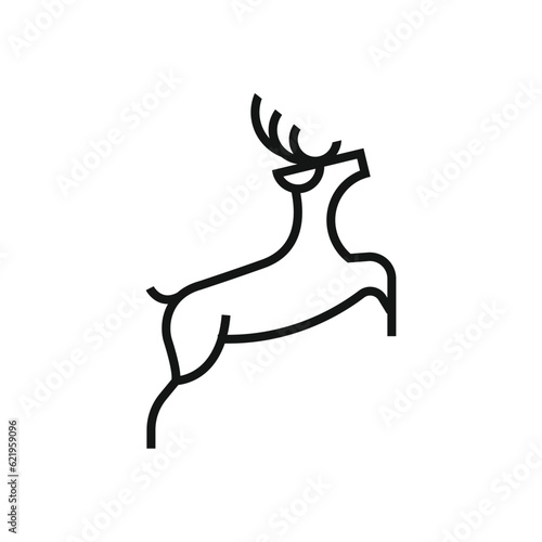 Modern and line art jumping deer logo design