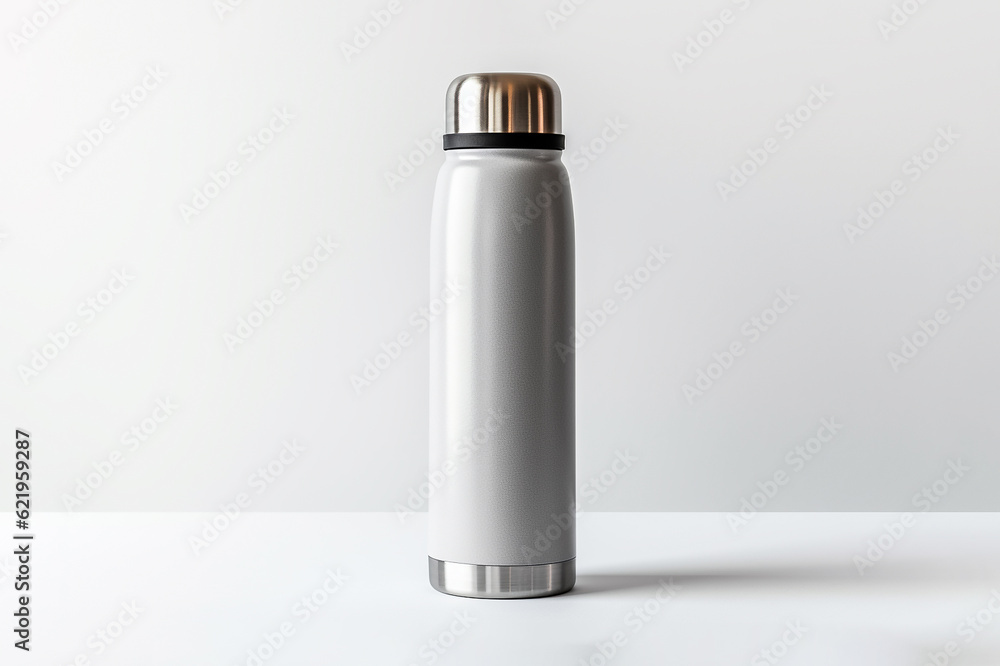 Thermos flask bottle mockup, isolated on clean, white background. Thermos flask bottle mockup, isolated on clean, white background.