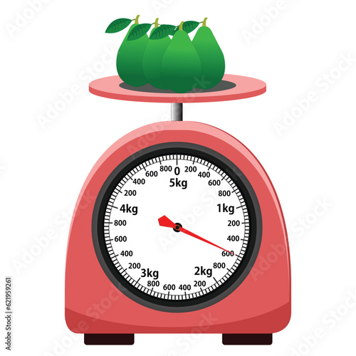 Analog scale. 1kg 600 grams. weight scale. isolated on white background. simple kitchen scale. vector illustration. measuring Analog scale clip art.
