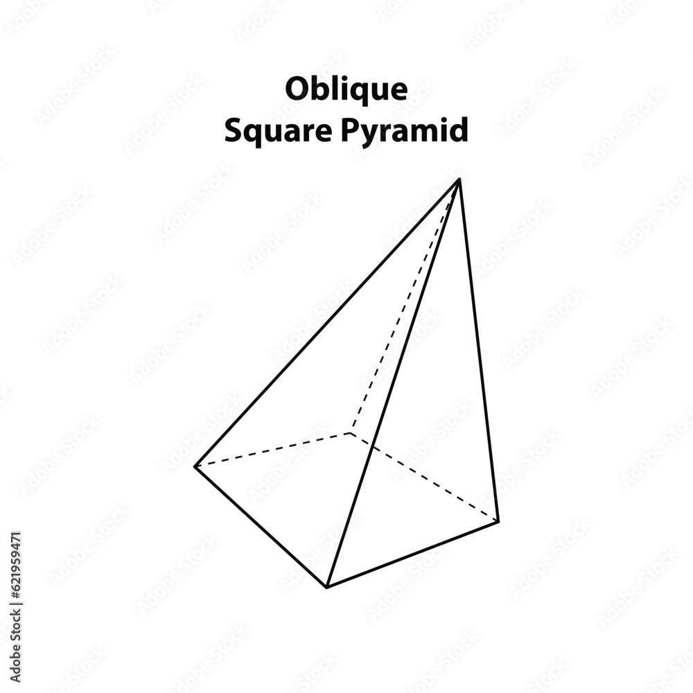 Oblique Square Pyramid. geometric shapes. Vector illustration of
