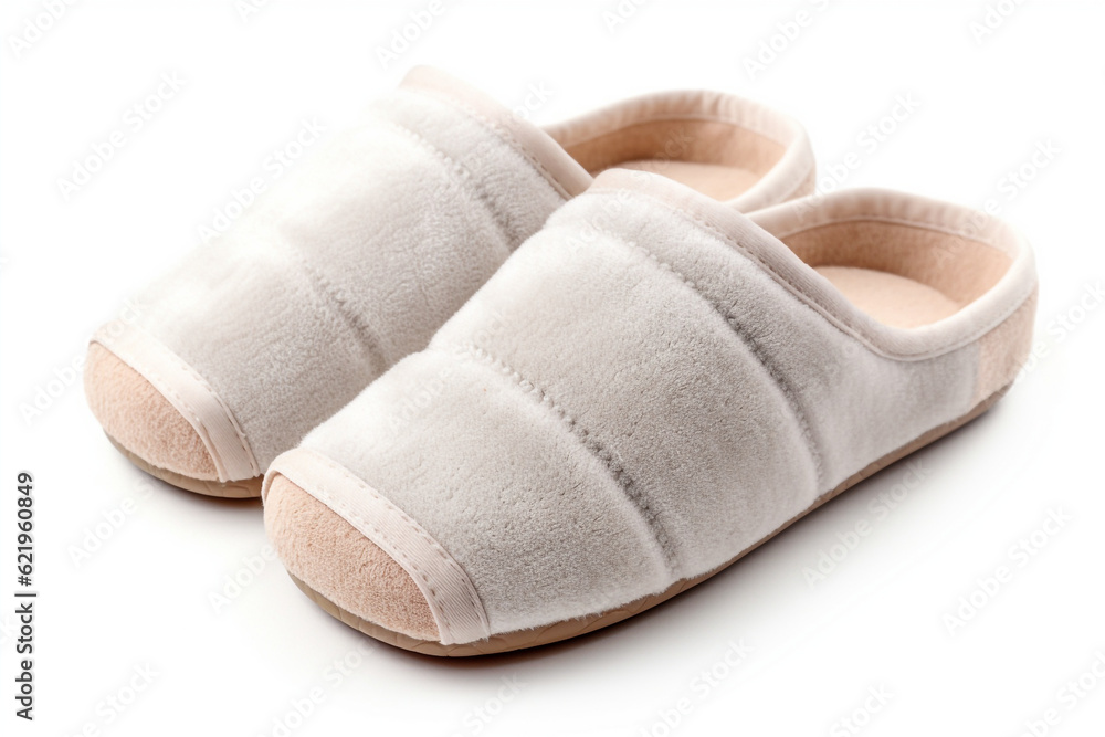 Home slippers isolated on white background, clipping path included Home slippers isolated on white background, clipping path included