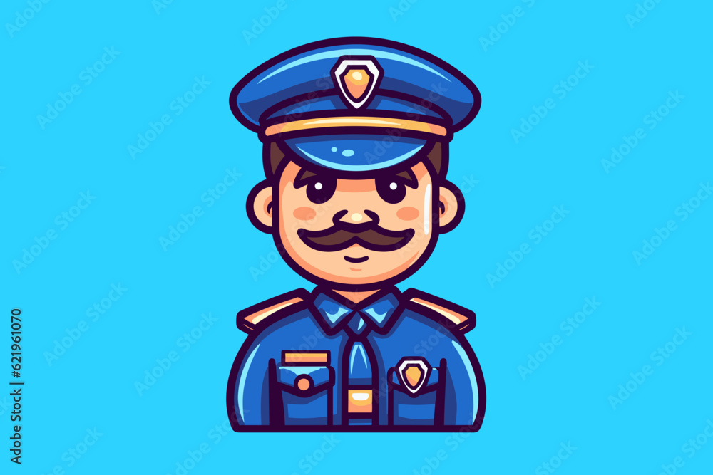 Doodle inspired School resource officer, cartoon sticker, sketch ...