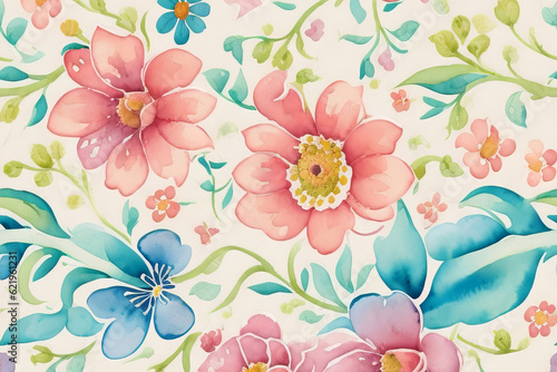 flowers watercolor background  generative ai