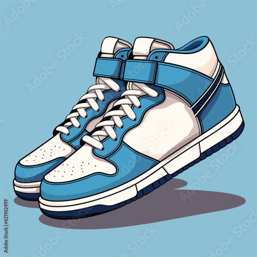 Blue white sneakers vector illustration