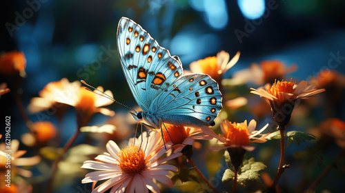 Close-up of a beautiful butterfly on flowers in the garden