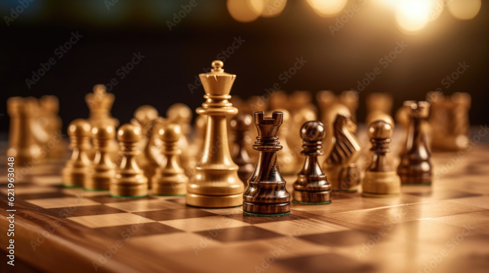 Closeup chess pieces on a chessboard Closeup chess pieces on a chessboard