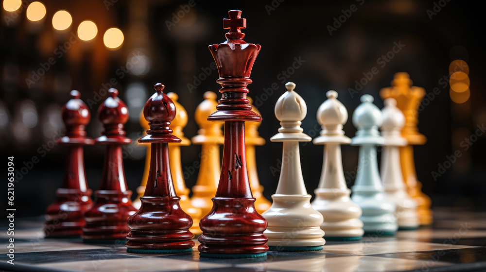 Closeup chess pieces on a chessboard Closeup chess pieces on a chessboard