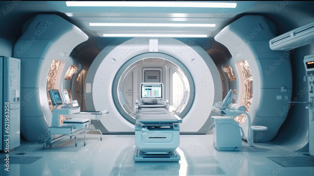 High-tech modern CT scan room in the modern hospital High-tech modern CT scan room in the modern hospital
