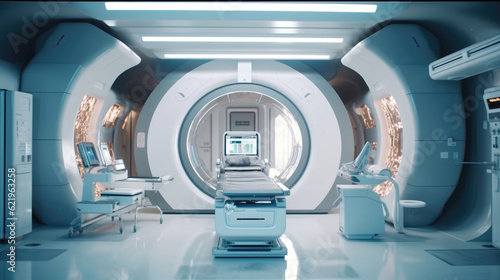 High-tech modern CT scan room in the modern hospital