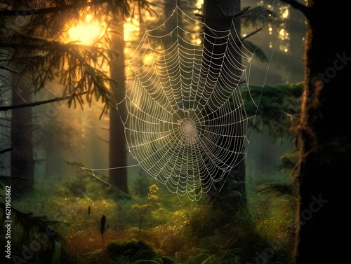 Zarte Fäden der Natur: Eine Spinnweben-Ode im mystischen Wald