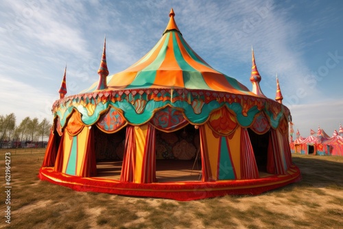 Colorful large circus venue.